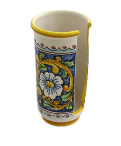 Portabicchieri grande in ceramica decorata a mano da ceramisti siciliani barocco art 17