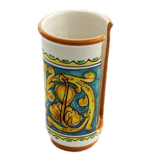 Portabicchieri grande in ceramica decorata a mano da ceramisti siciliani gianluca art 17