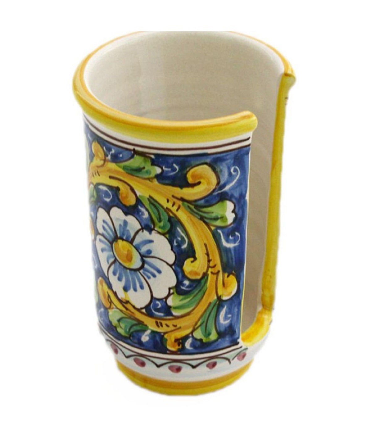 Portabicchieri piccolo in ceramica decorata a mano da ceramisti siciliani barocco art 18