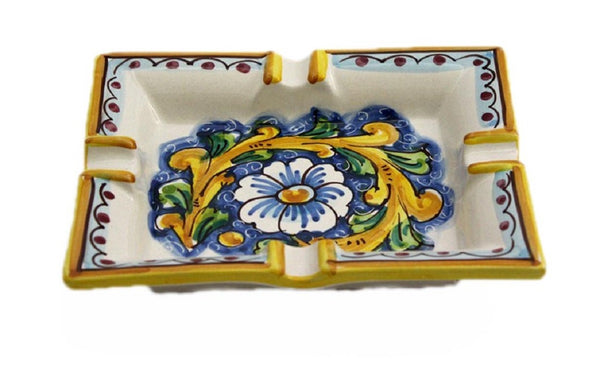 Portacenere in ceramica decorata a mano da ceramisti siciliani barocco art 27