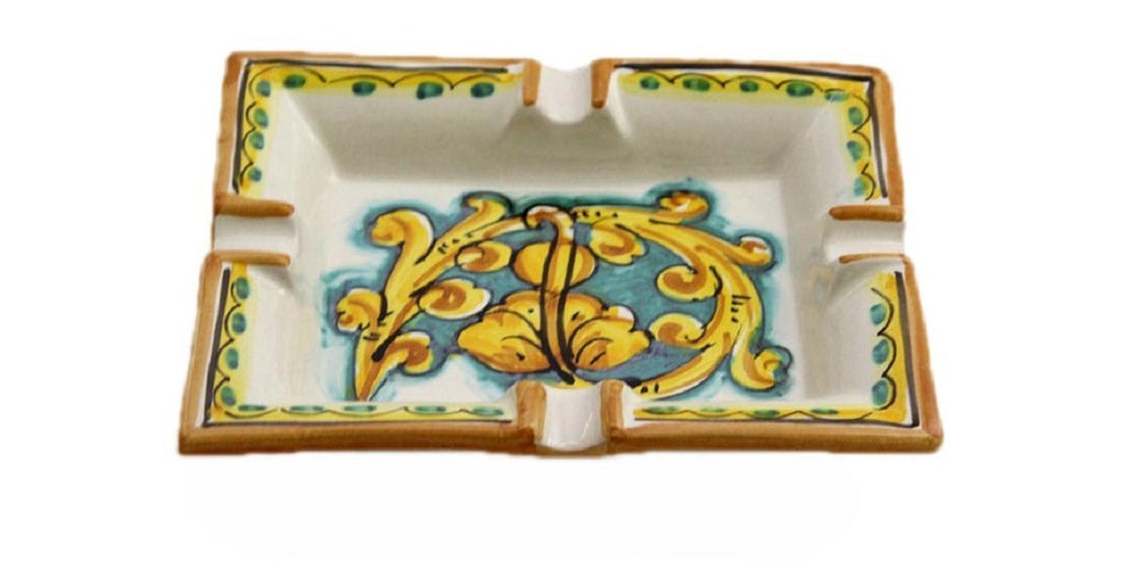 Portacenere in ceramica decorata a mano da ceramisti siciliani gianluca art 27