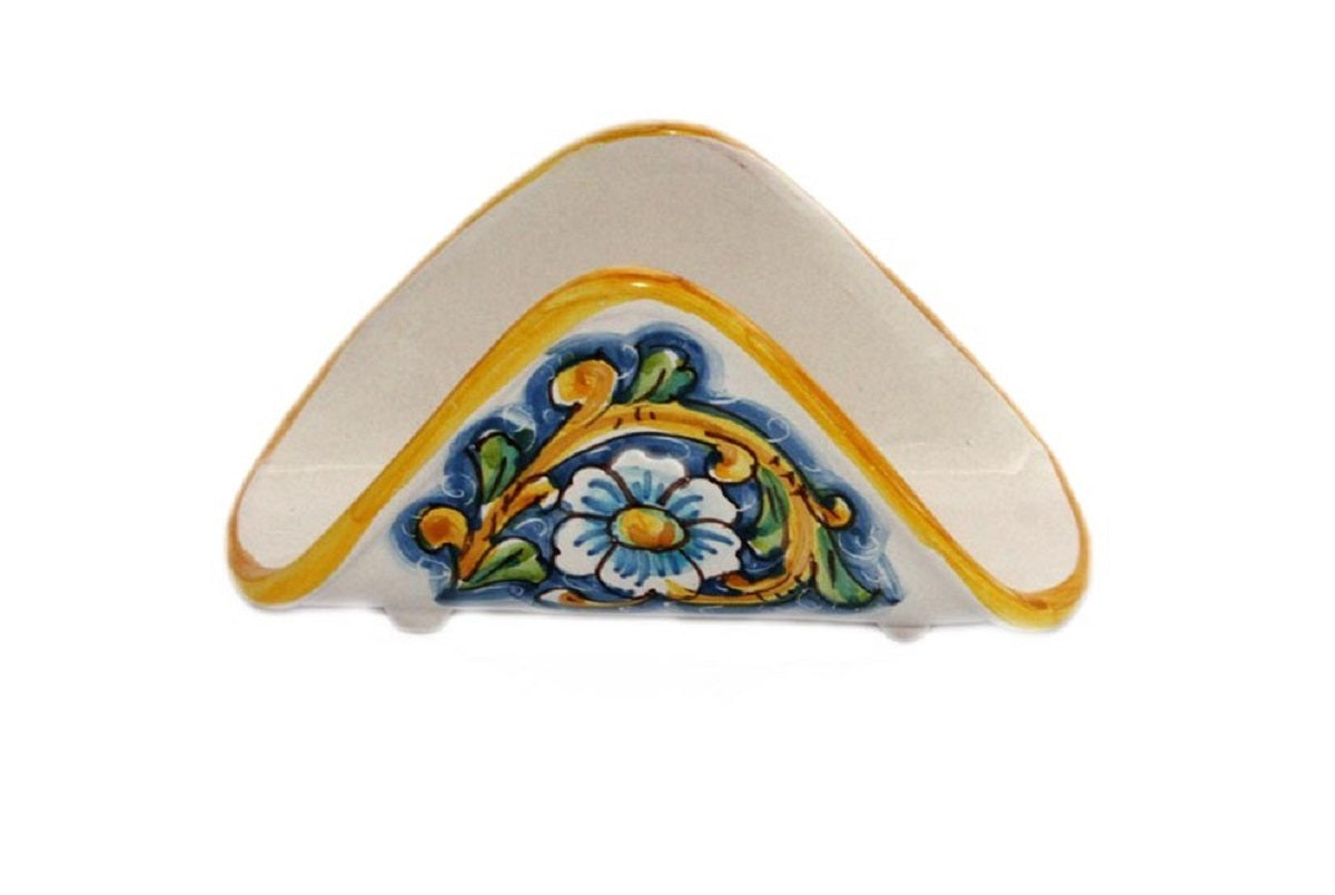 Portatovaglioli a fazzoletto in ceramica decorata a mano da ceramisti siciliani barocco art 10