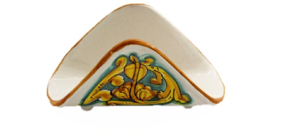 Portatovaglioli a fazzoletto in ceramica decorata a mano da ceramisti siciliani gianluca art 10