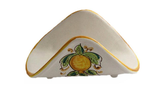 Portatovaglioli a fazzoletto in ceramica decorata a mano da ceramisti siciliani limoni art 10