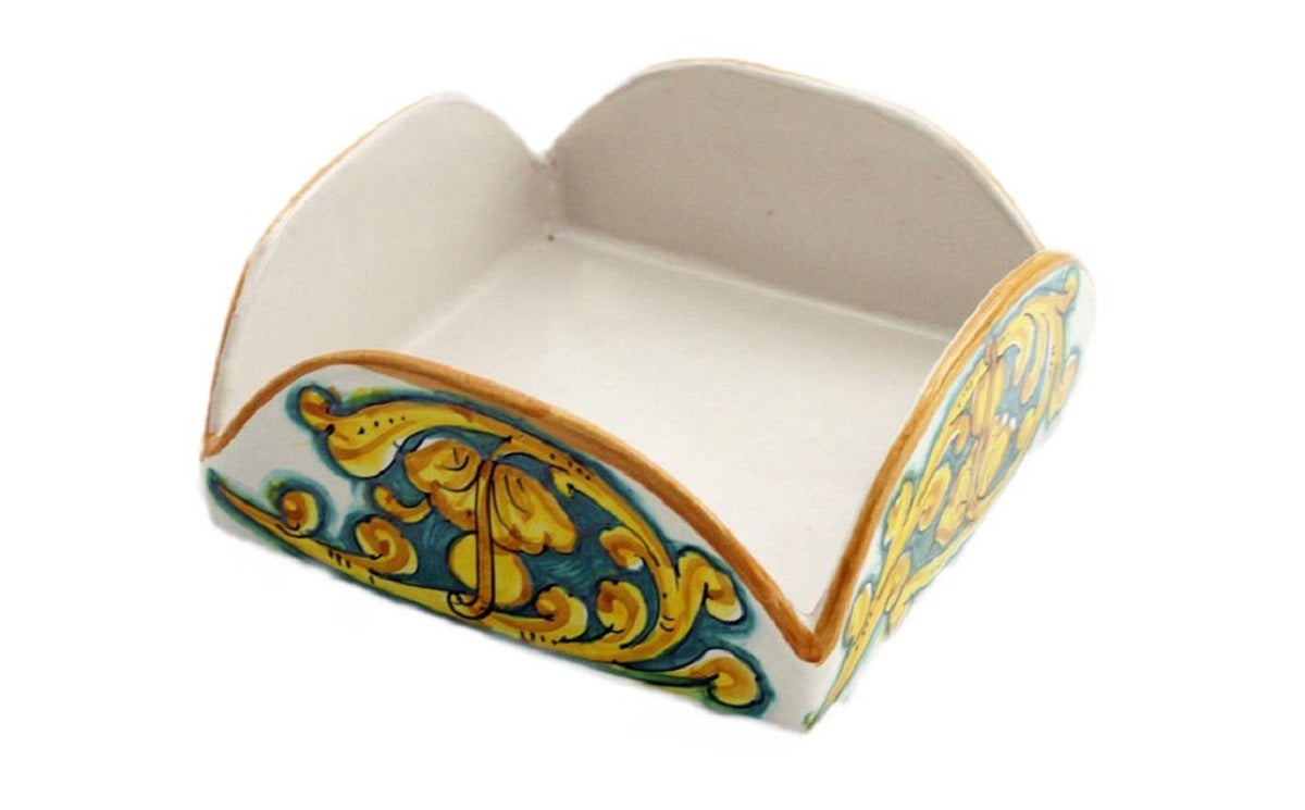 Square ceramic napkin holder hand decorated by Sicilian ceramists Gianluca art 9