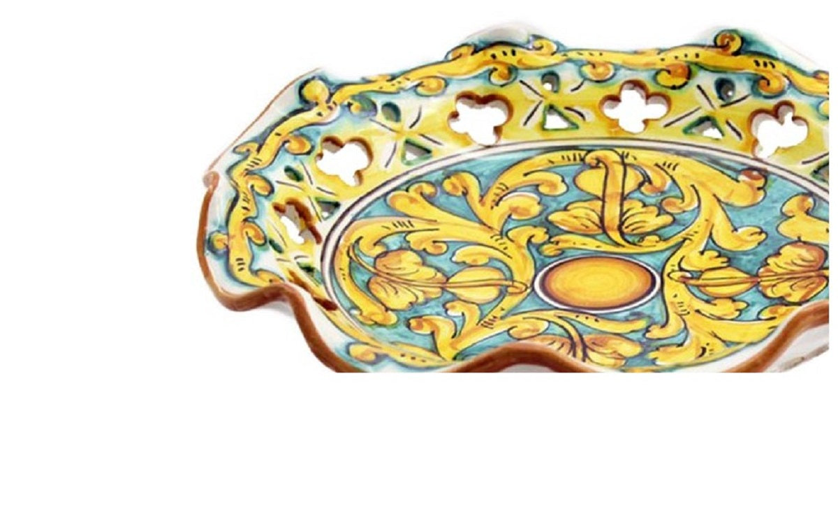 Centrotavola alzata media in ceramica decorata a mano da ceramisti siciliani gianluca art 4