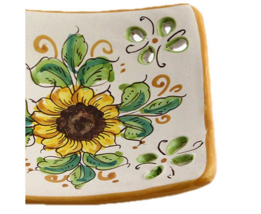 Svuotatasche in ceramica decorata a mano da ceramisti siciliani girasole art 21