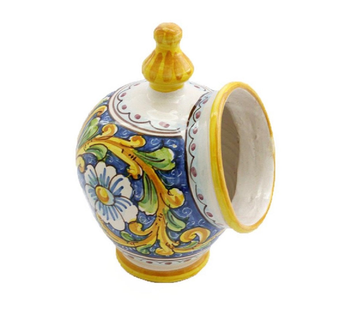 Saliera in ceramica decorata a mano da ceramisti siciliani barocco art 15