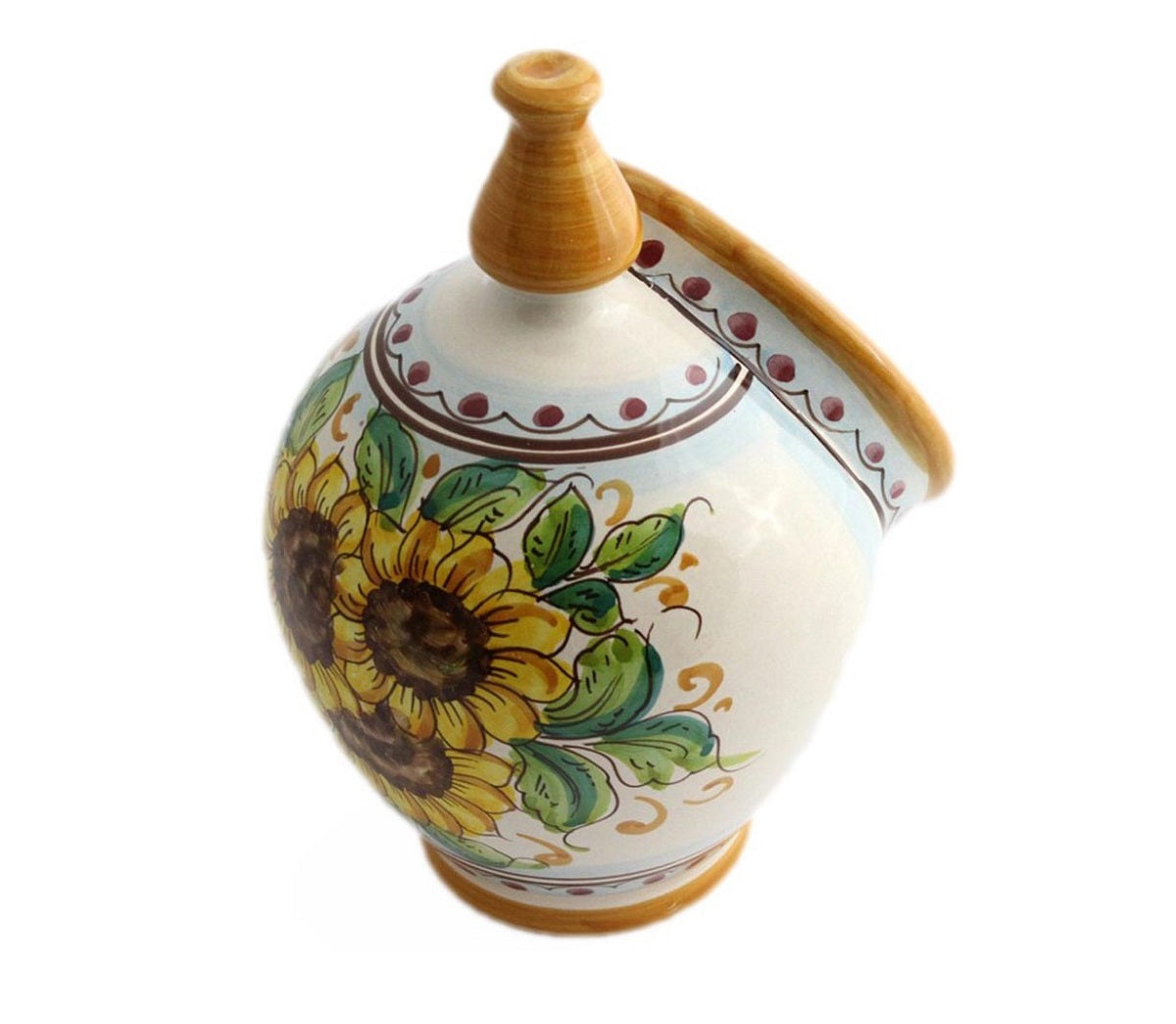Saliera in ceramica decorata a mano da ceramisti siciliani girasole art 15