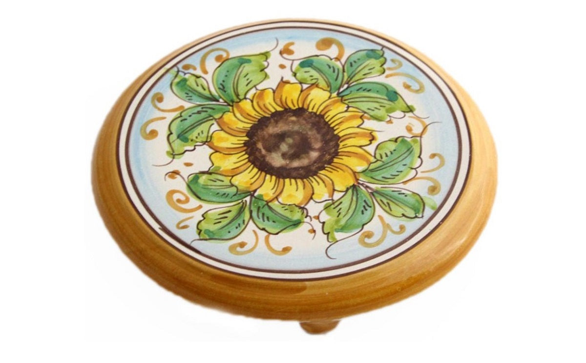 Sottopentola in ceramica decorata a mano da ceramisti siciliani girasole art 19