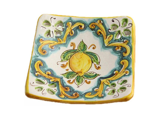 Svuotatasche in ceramica decorata a mano da ceramisti siciliani limoni art 21