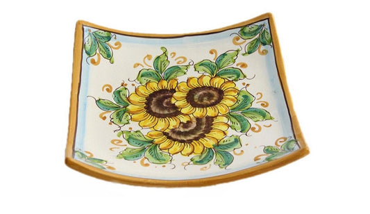 Svuotatasche in ceramica decorata a mano da ceramisti siciliani girasole art 26