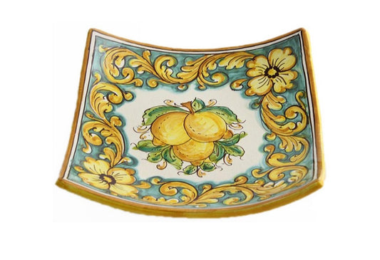 Svuotatasche in ceramica decorata a mano da ceramisti siciliani limoni art 26