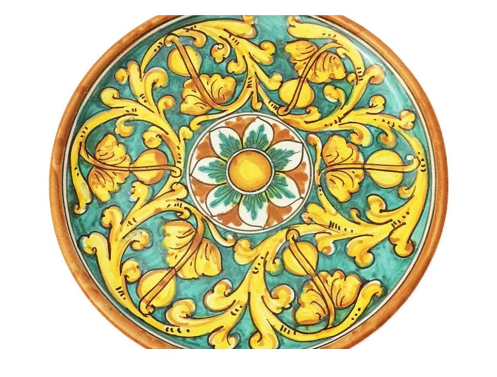 Large ceramic plate hand decorated by Sicilian ceramists Gianluca art 12
