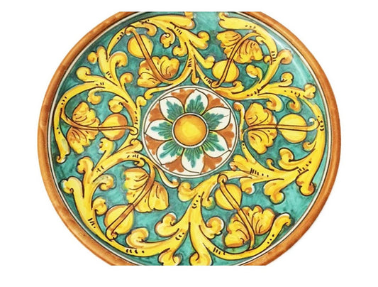 Piatto grande in ceramica decorata a mano da ceramisti siciliani gianluca art 12
