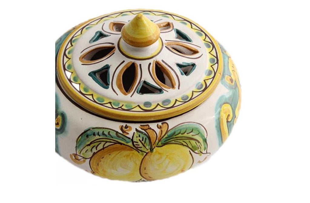 Small ceramic candy holder hand-decorated by Sicilian ceramists lemons art 2