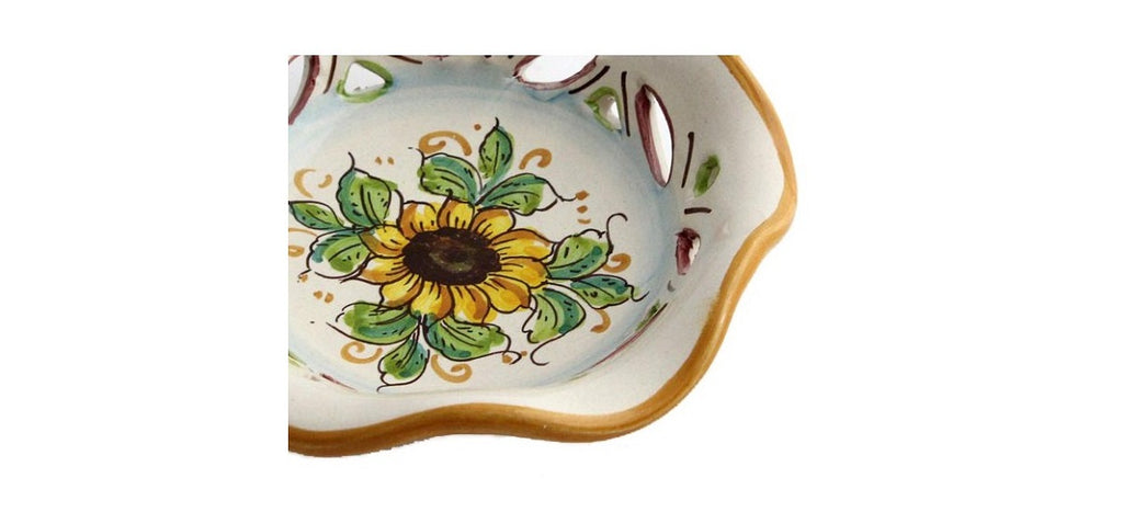 Small ceramic bowl hand decorated by Sicilian ceramists sunflower art 23