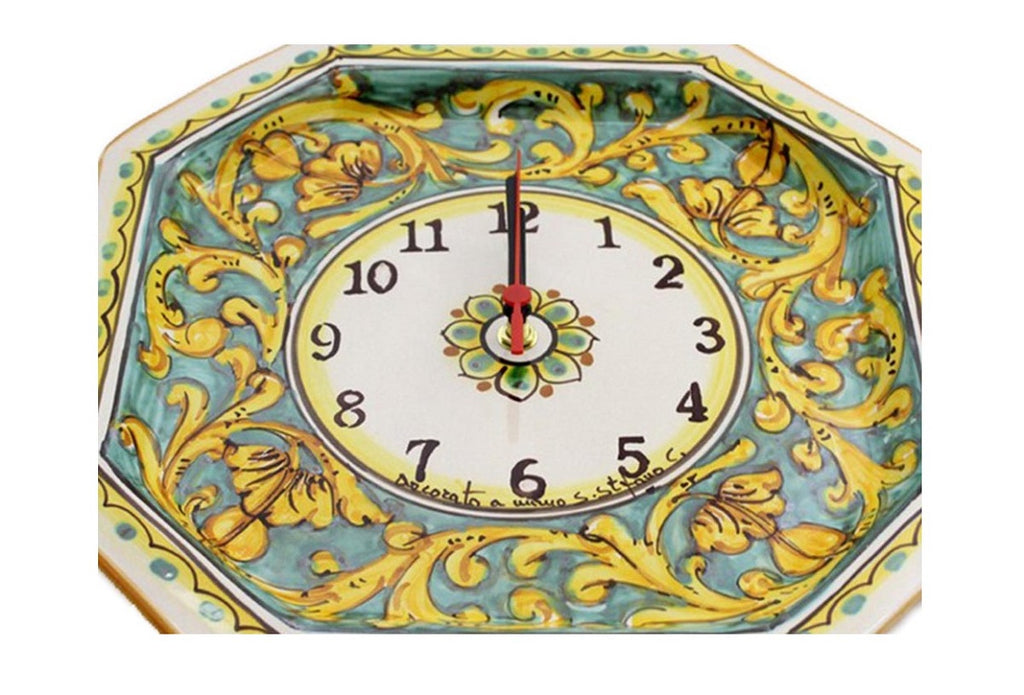 Wall clock in ceramic hand decorated by Sicilian ceramists gianluca art 24