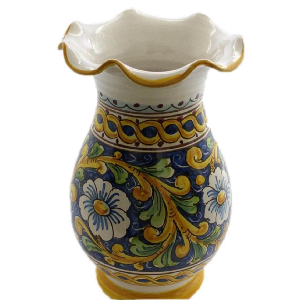 Vaso grande lavorato in ceramica decorata a mano da ceramisti siciliani barocco art 16