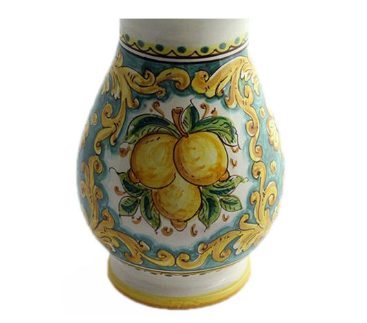 Vaso grande lavorato in ceramica decorata a mano da ceramisti siciliani limoni art 16