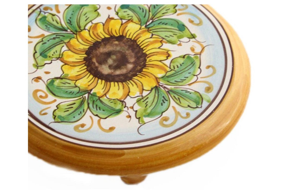 Ceramic coffee pot holder hand decorated by Sicilian ceramists sunflower art 20