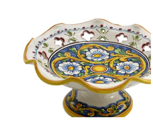Centrotavola alzata media in ceramica decorata a mano da ceramisti siciliani barocco art 4
