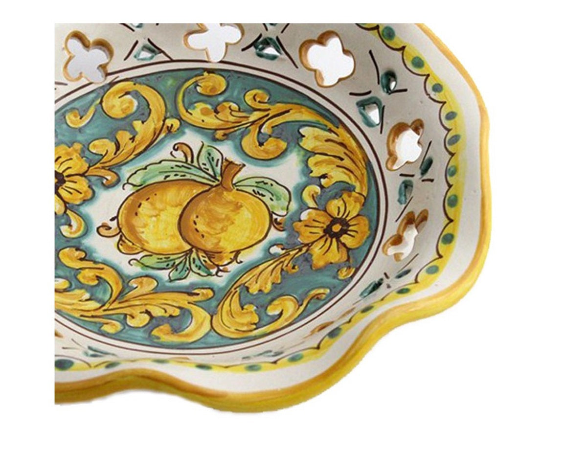 Ciotola grande in ceramica decorata a mano da ceramisti siciliani limoni art 22