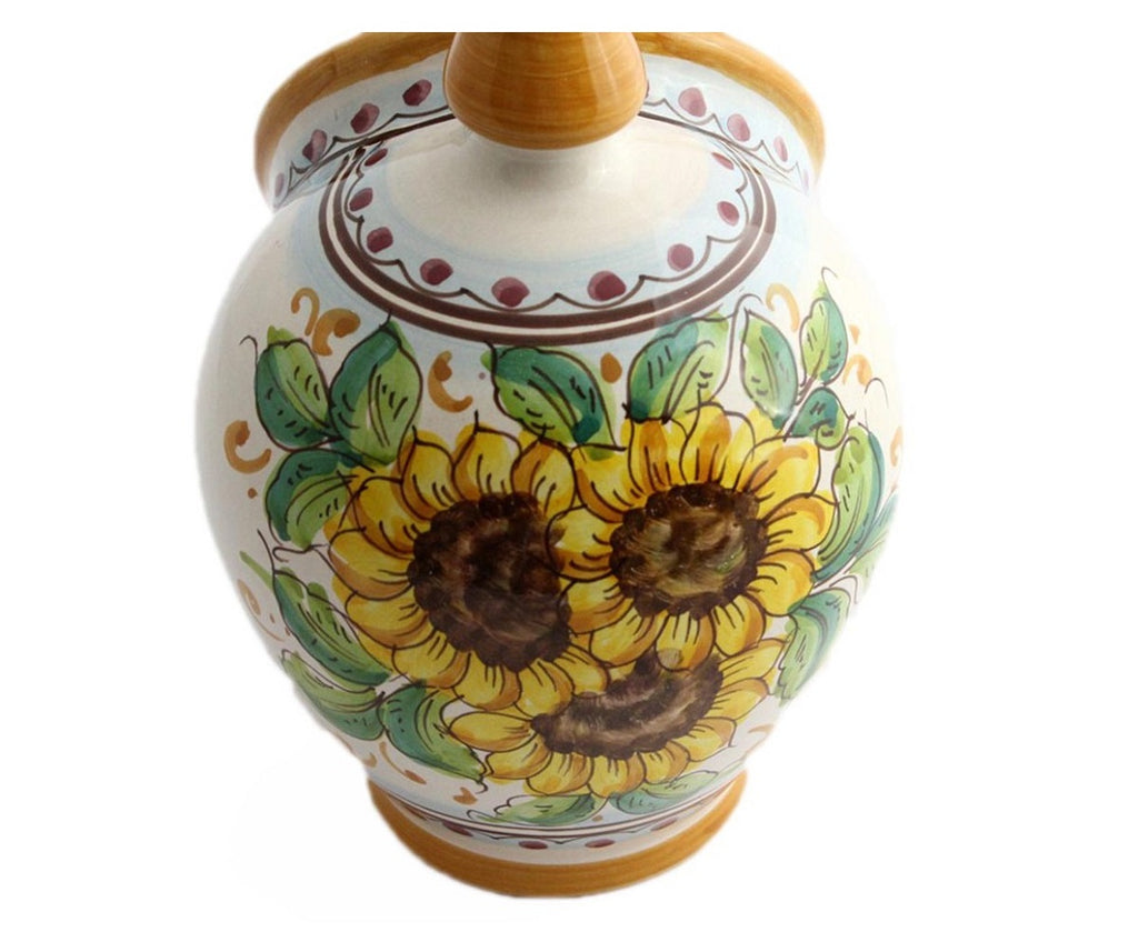 Ceramic salt cellar hand decorated by Sicilian ceramists sunflower art 15