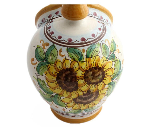 Saliera in ceramica decorata a mano da ceramisti siciliani girasole art 15